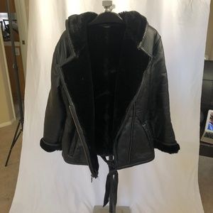 Leather jacket with fur on the inside